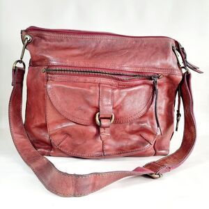 Fossil Red Leather Crossbody Bag